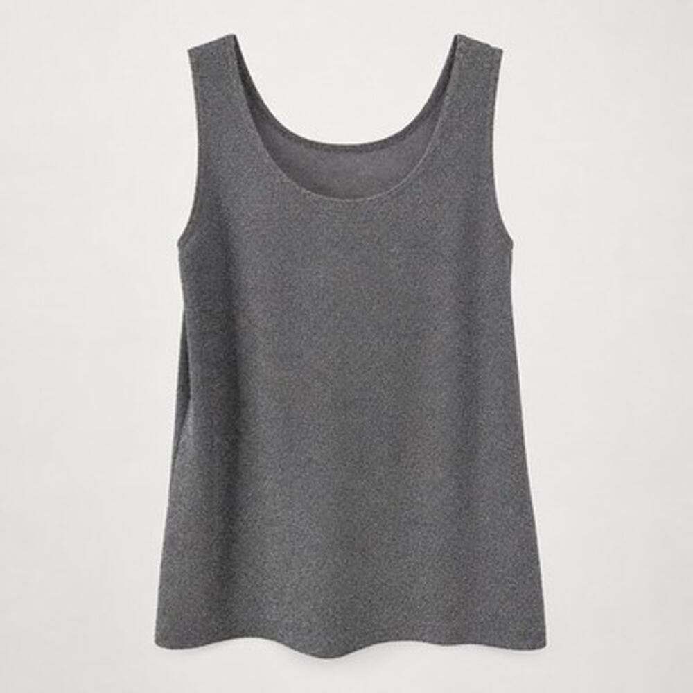 Chicos Silver Metallic Tank Top Large Scoopneck Pullover Festive Holiday Sparkle